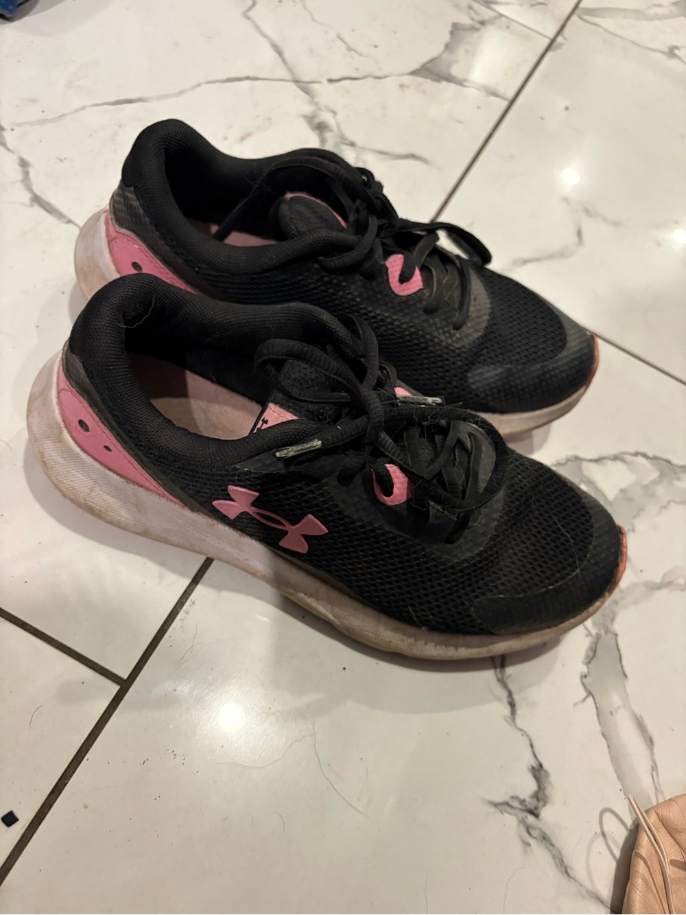 Under Armour Kids Black and Pink Athletic Sneakers